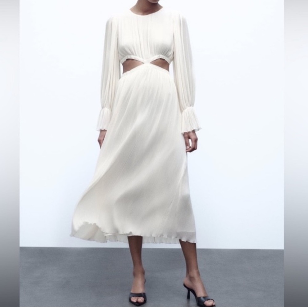 Zara Pleated Cutout Maxi Dress